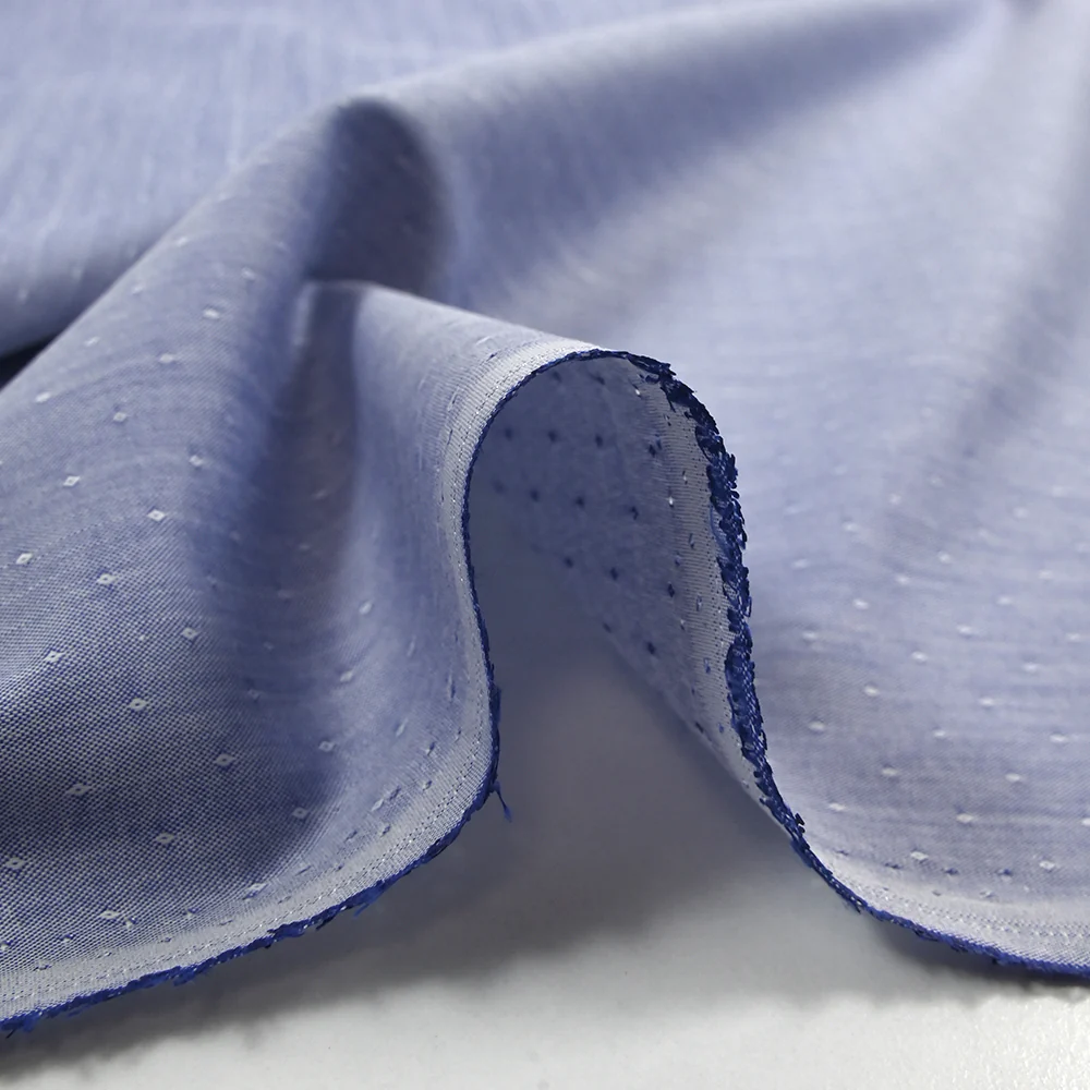 Popeline polycoton jacquard Anatole bleu roi - Image 6
