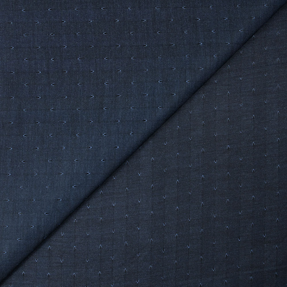 Popeline polycoton jacquard Benjamin losange fond bleu
