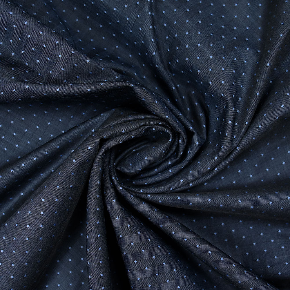 Popeline polycoton jacquard losanges bleu - Image 2