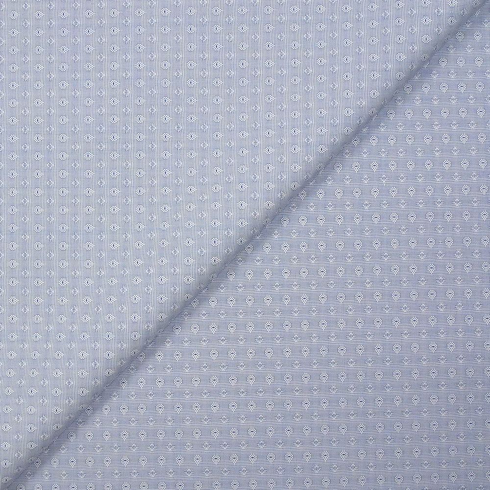 Popeline polycoton jacquard Octave bleu marine et blanc