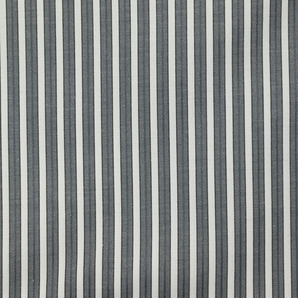 Popeline polycoton tissée-teinte Tom rayée gris et blanc