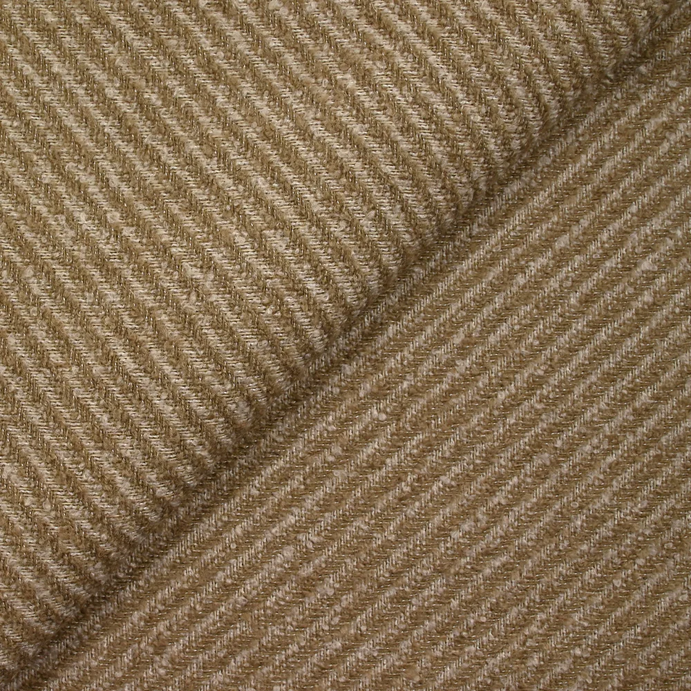 Sergé de laine mélangée camel et blanc