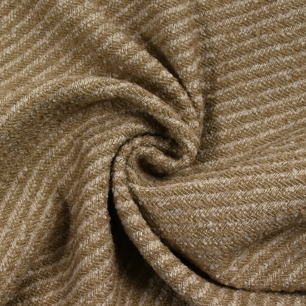 Sergé de laine mélangée camel et blanc - Image 2