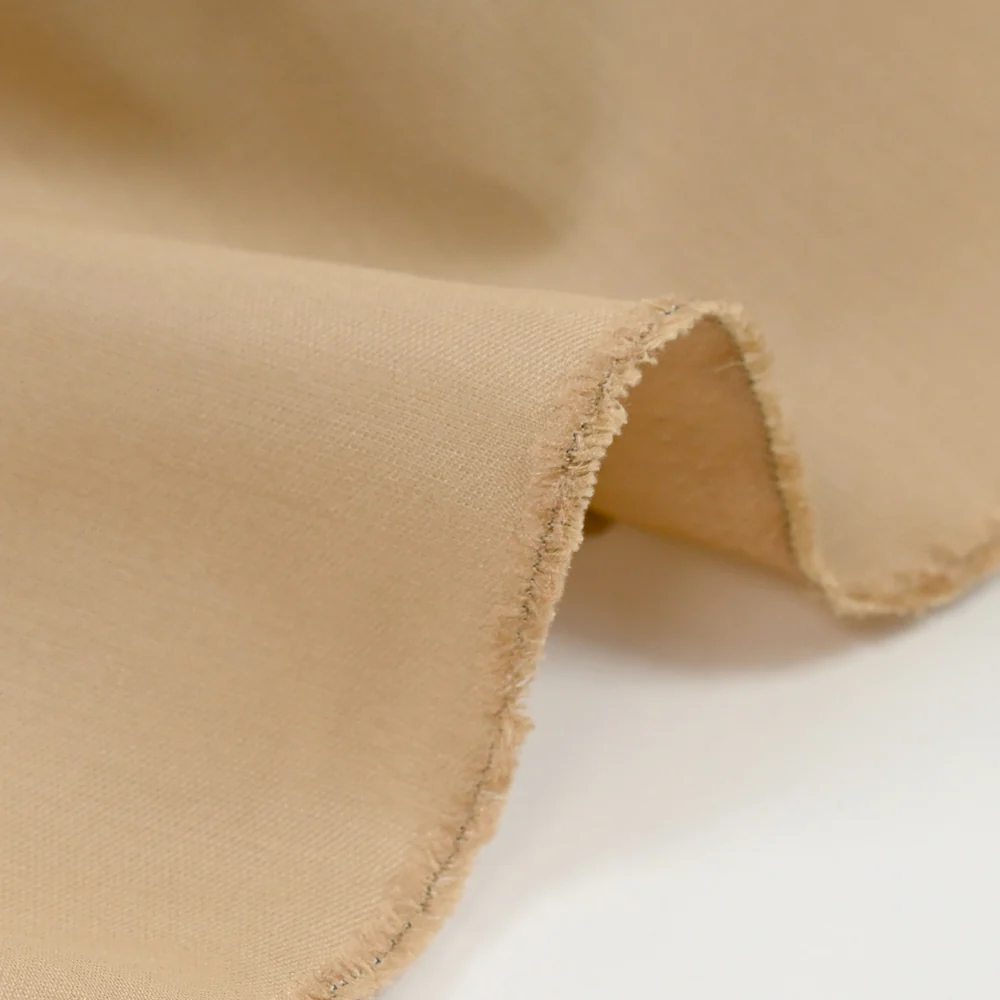Soie et polyester uni beige - Image 4