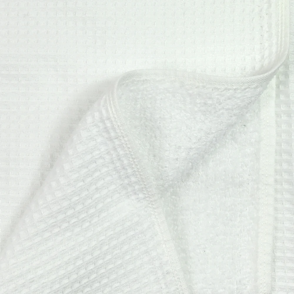 Tissu double face nid d'abeille éponge bambou blanc au mètre - Image 6