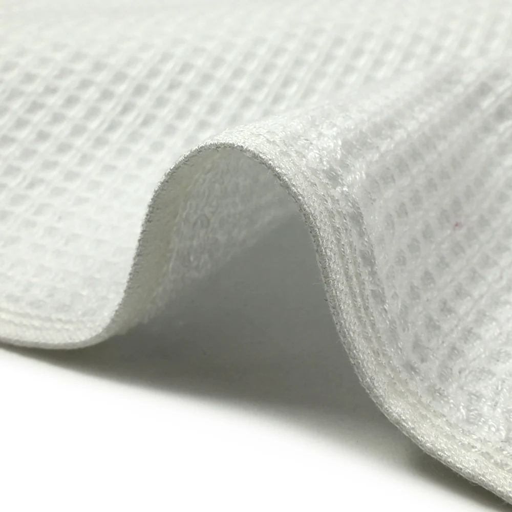 Tissu double face nid d'abeille éponge bambou blanc au mètre - Image 7