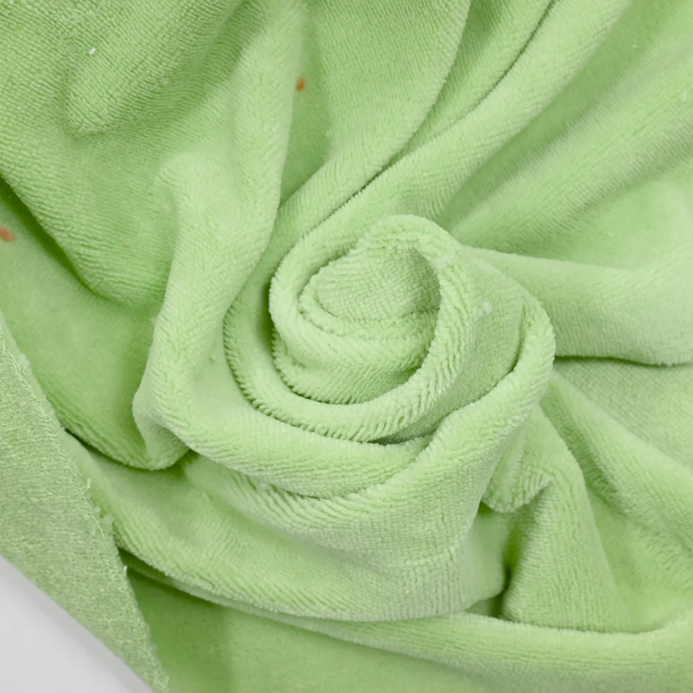 Tissu éponge bambou vert pomme vendu au mètre - Image 2