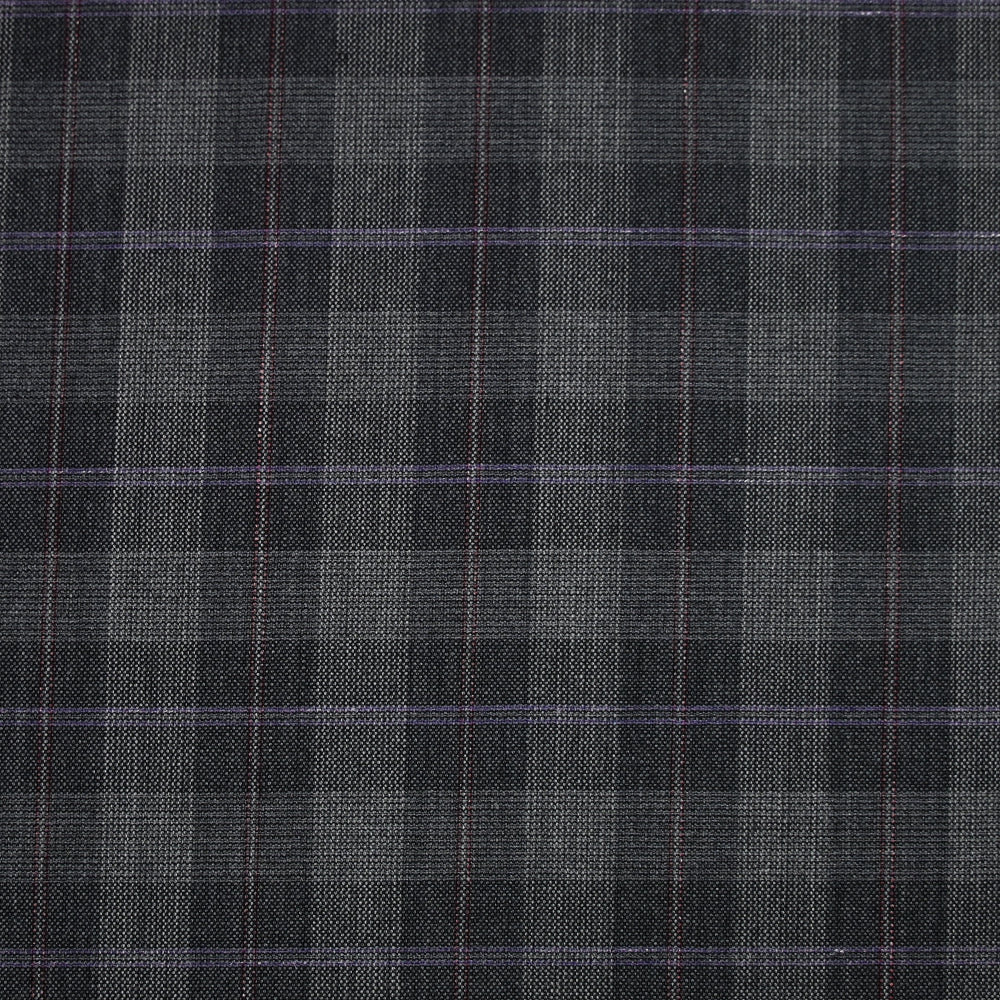 Tissu tailleur 100% laine carreaux fenêtre violet et rouge fond gris - Image 3