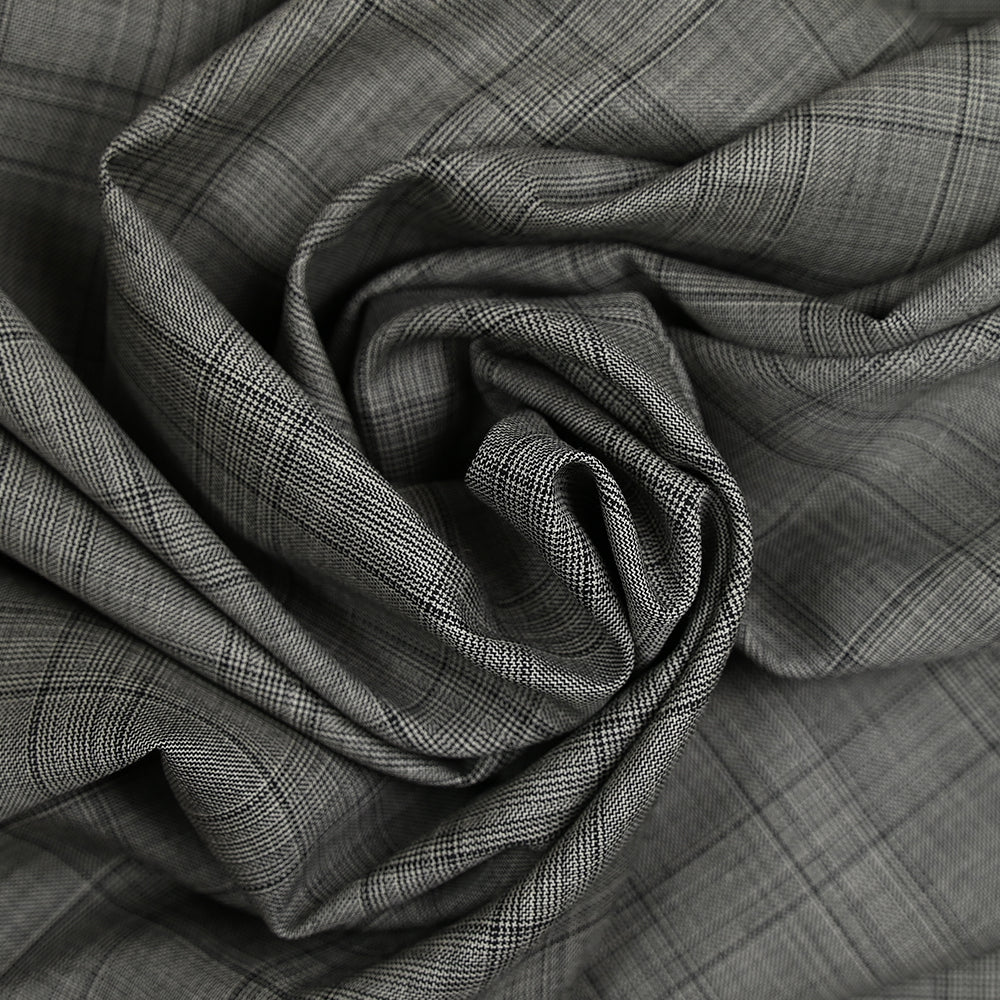 Tissu tailleur 100% laine prince-de-galles noir et blanc - Image 2