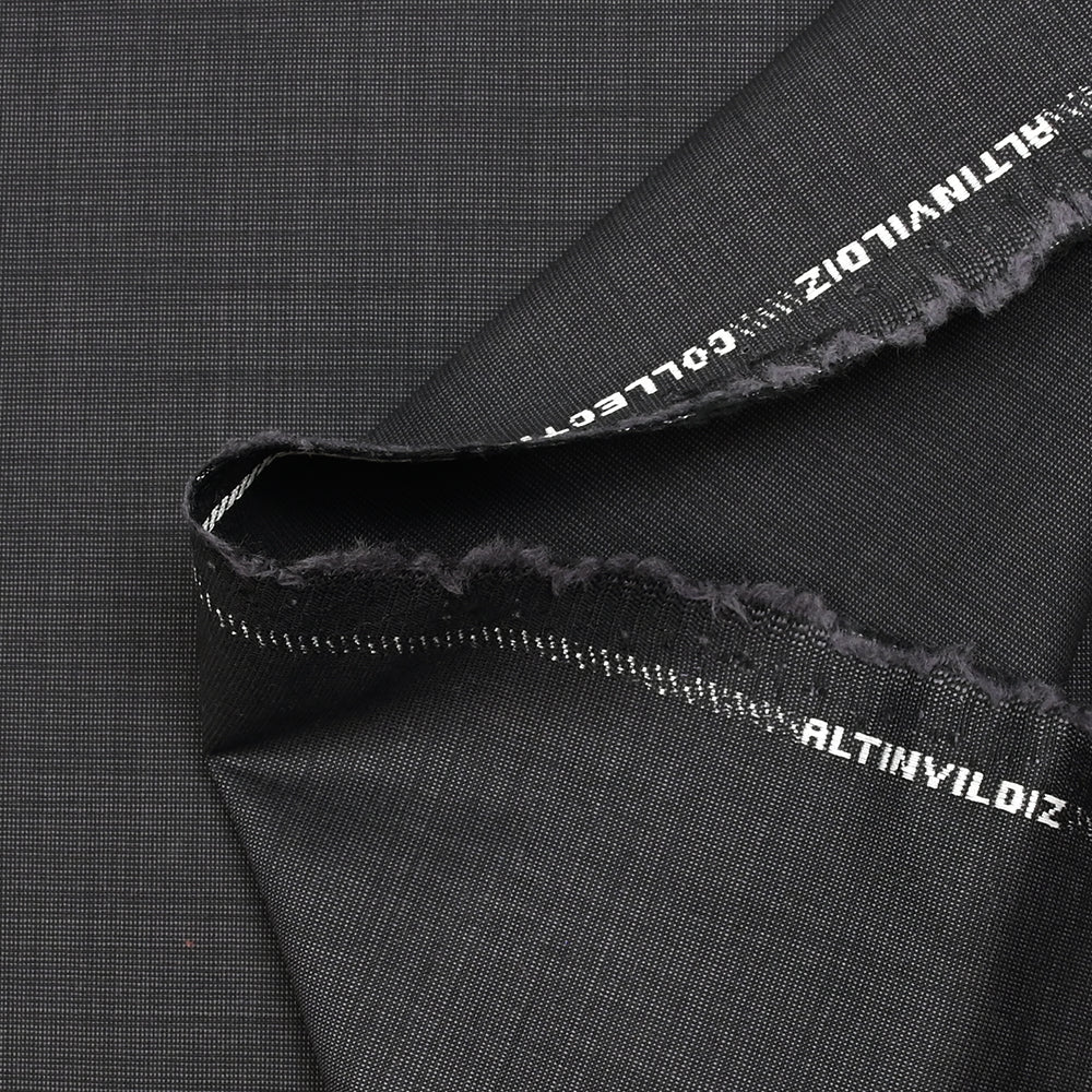 Tissu tailleur laine mélangée fantaisie anthracite fond noir - Image 4