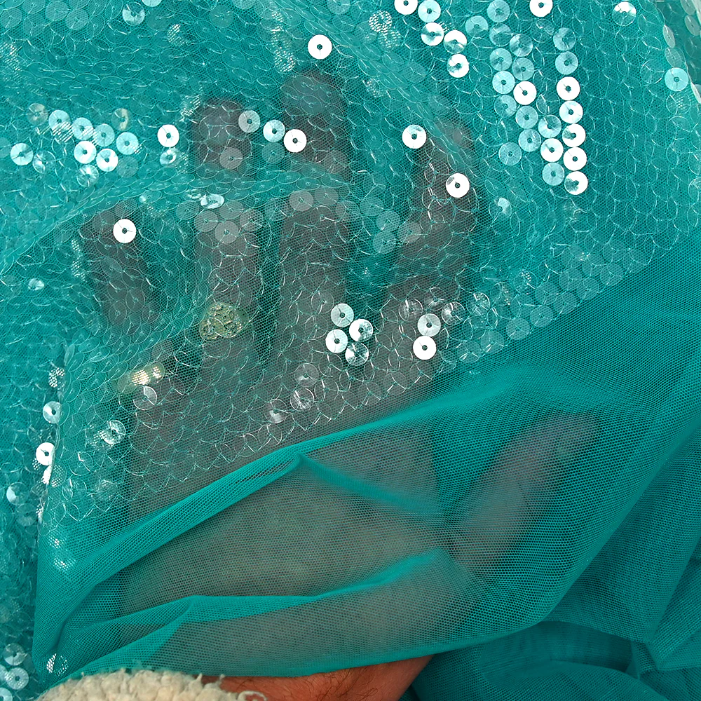 Tulle sequin turquoise - Image 5