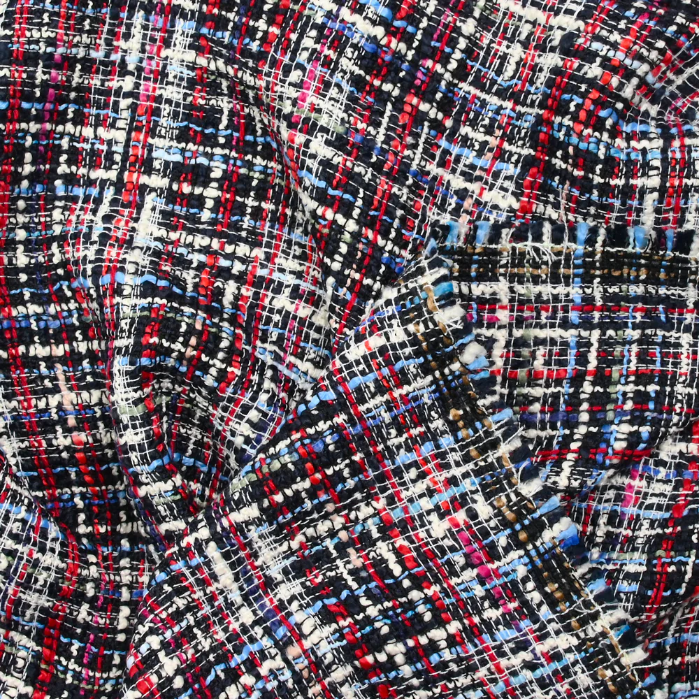 Tweed de polyester bleu et rouge - Image 3