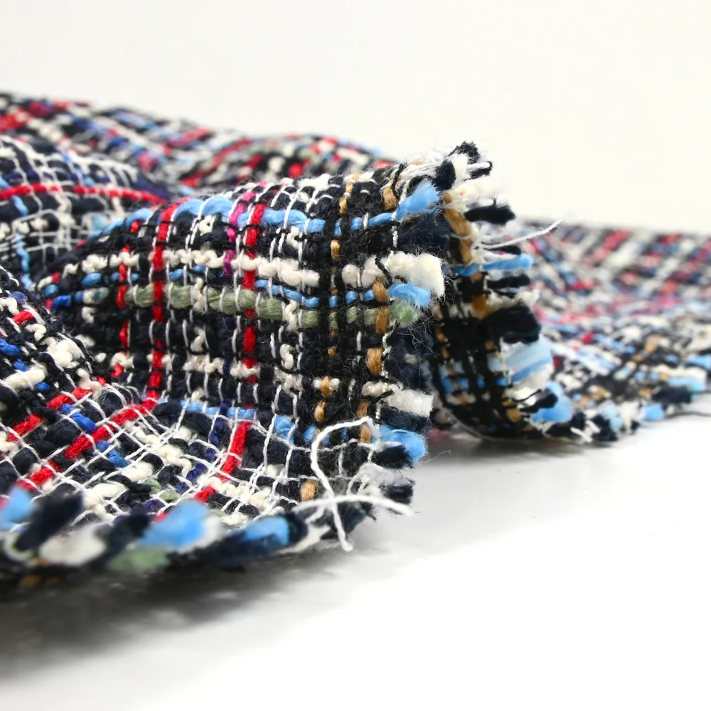 Tweed de polyester bleu et rouge - Image 4