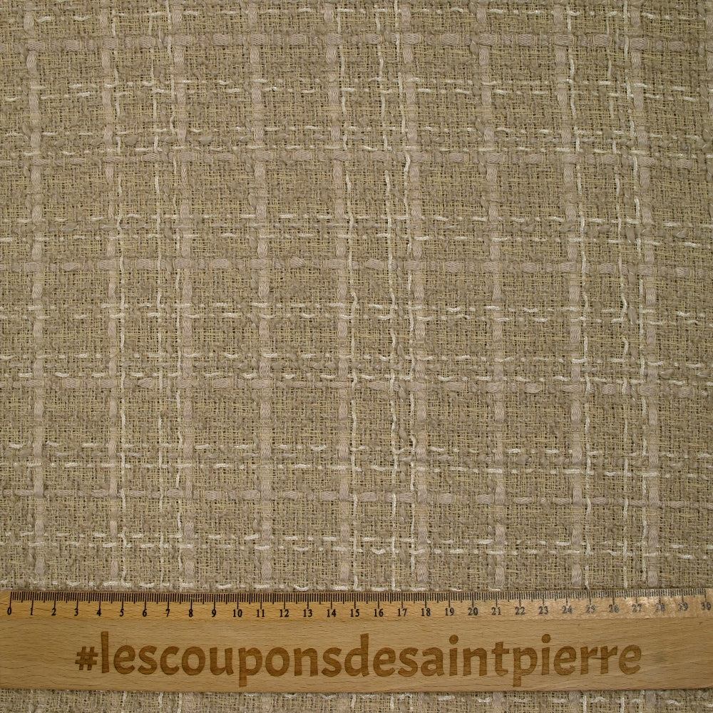 Tweed de polyester Camille fond beige - Image 3
