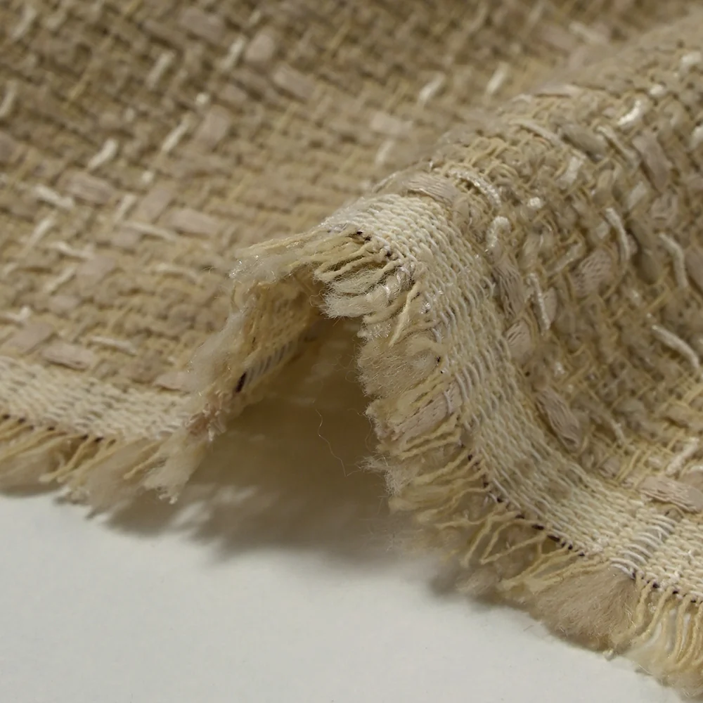 Tweed de polyester Camille fond beige - Image 7
