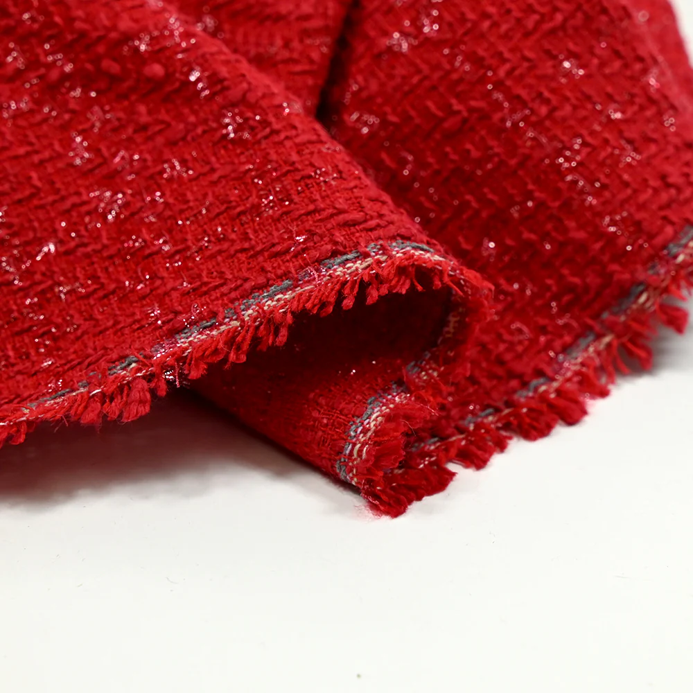 Tweed Emma lurex polyester fond rouge ou - Image 5