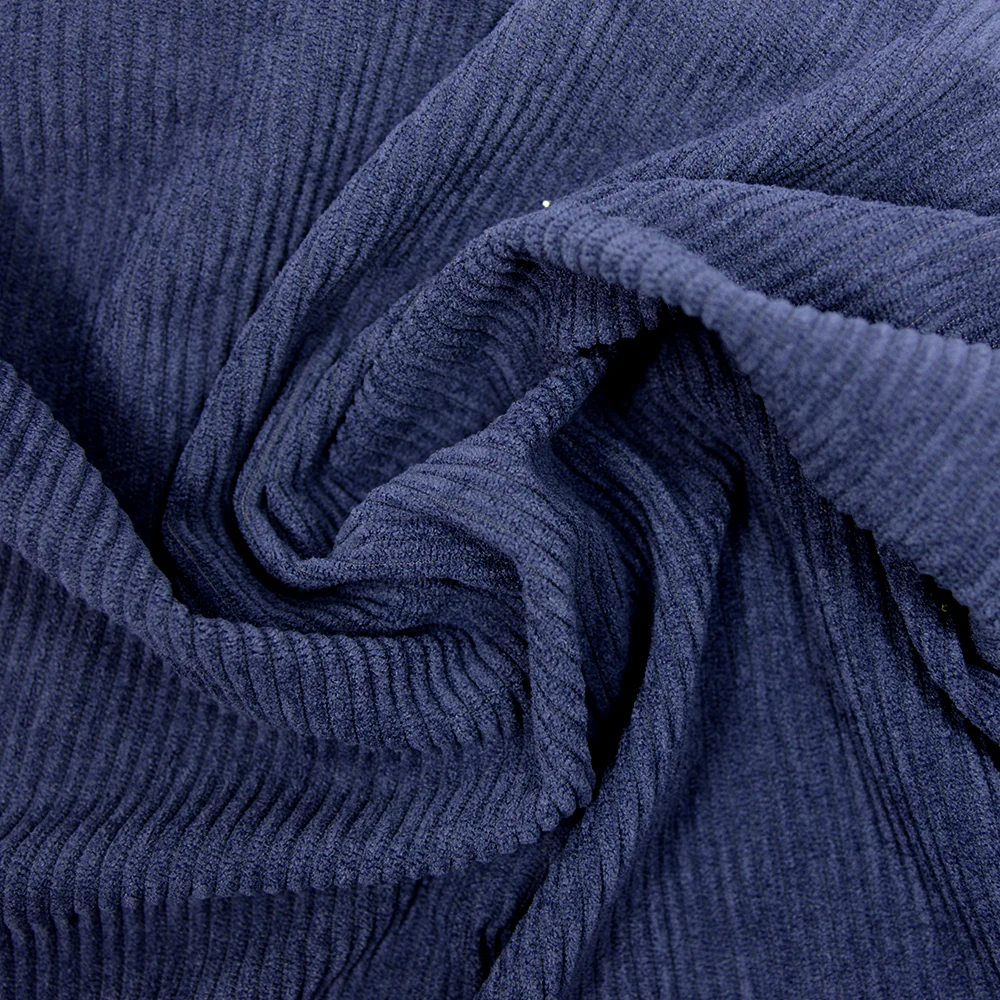 Velours polyester côtelé bleu marine - Image 2