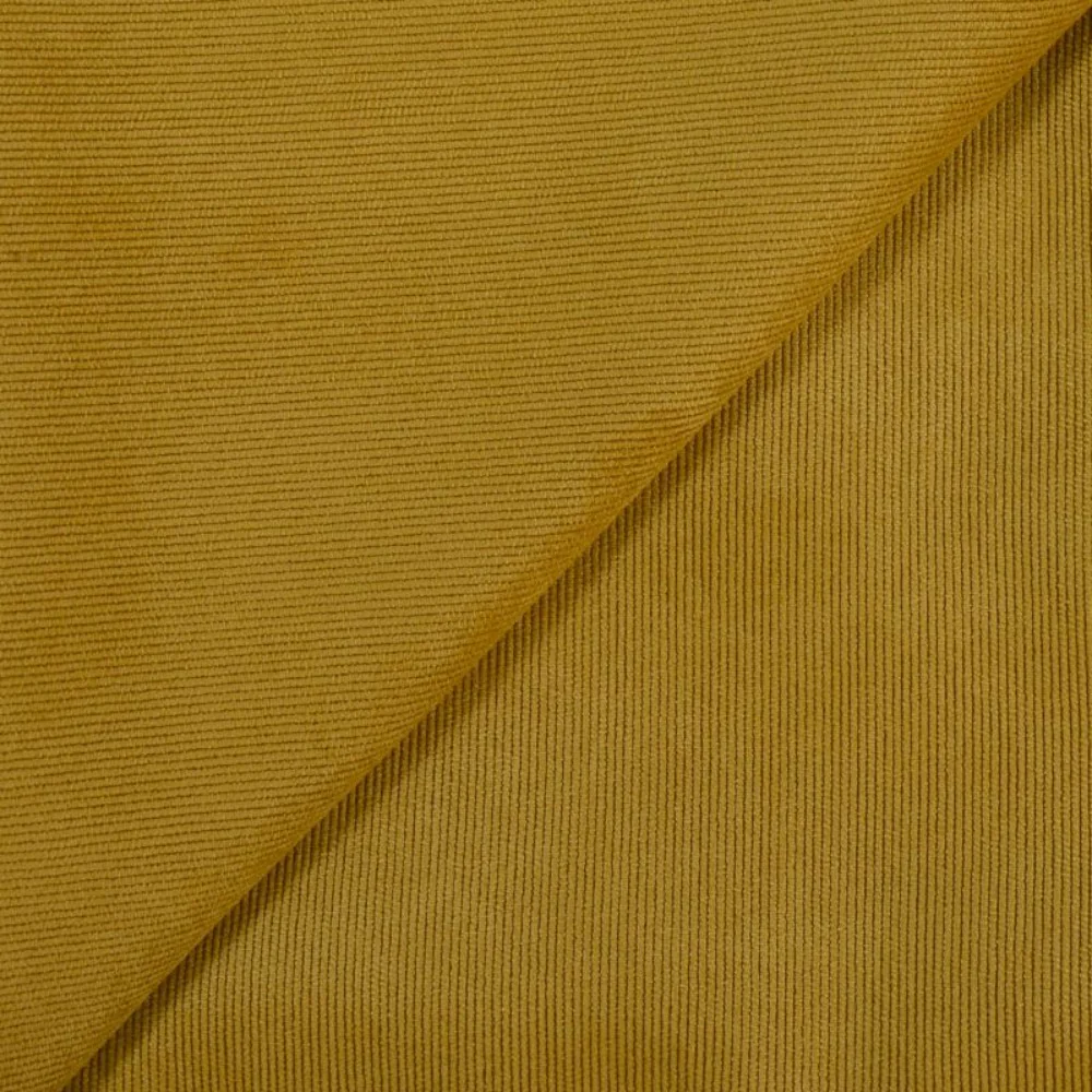 Velours polyester fines côtes moutarde