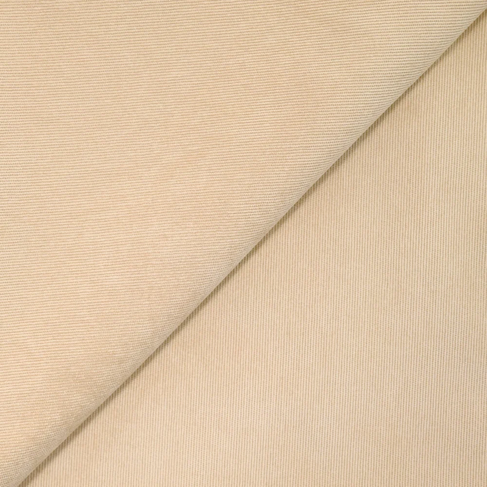 Velours polyester fines côtes sable
