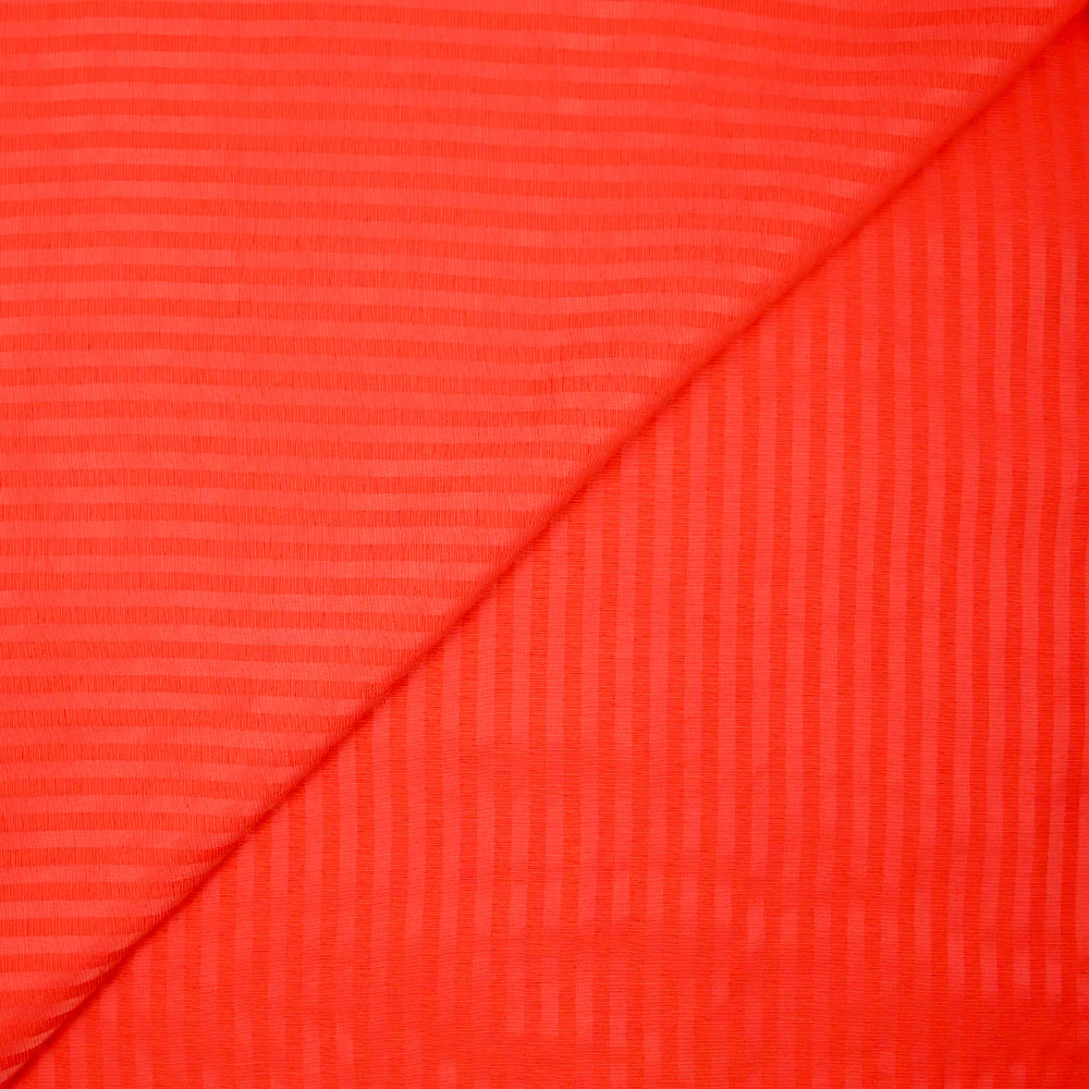 Voile de coton et viscose rayé nervuré Maria orange