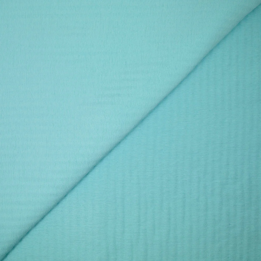 Voile de coton et viscose rayé nervuré Maria turquoise