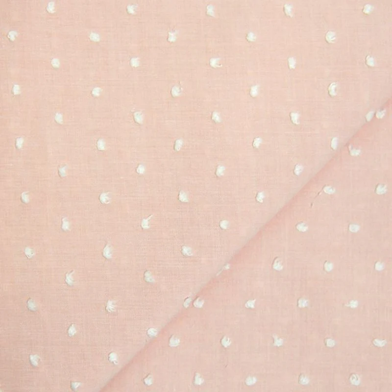 Voile de coton Plumetis rose poudre