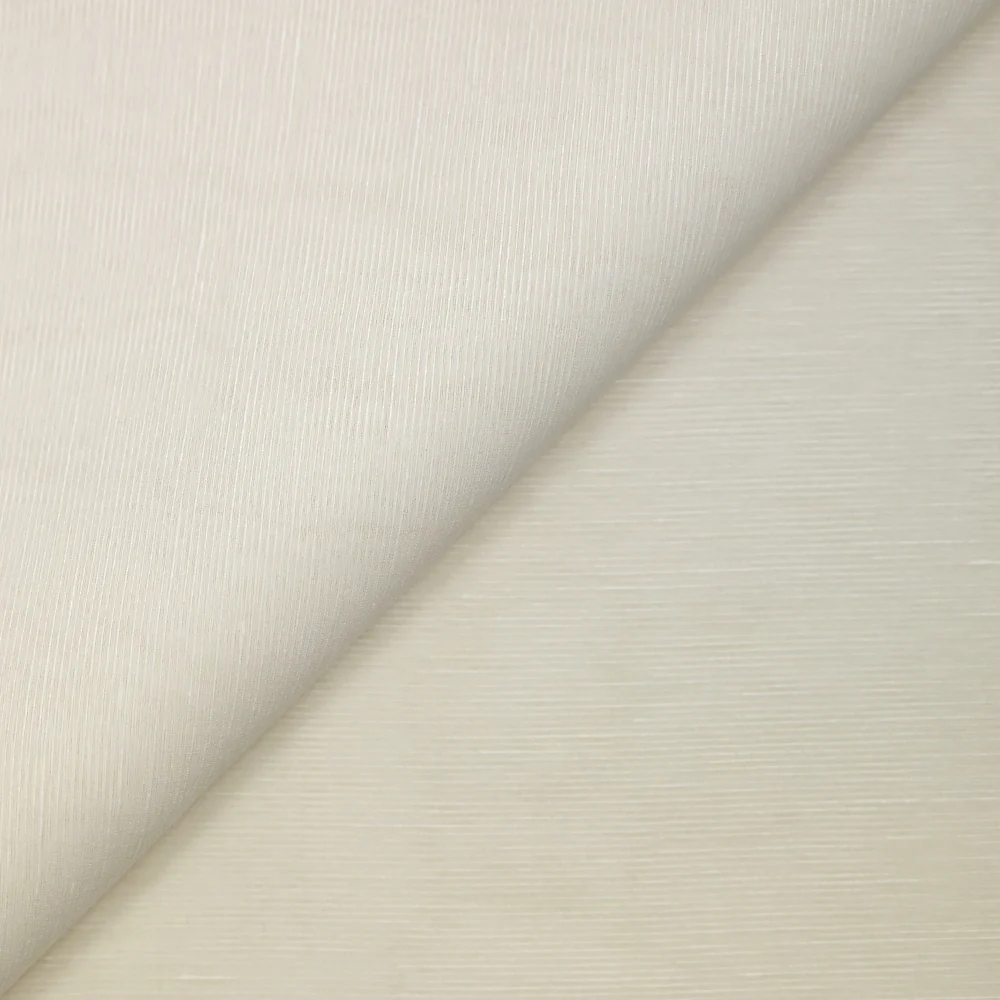 Voile de soie et viscose strié blanc cassé