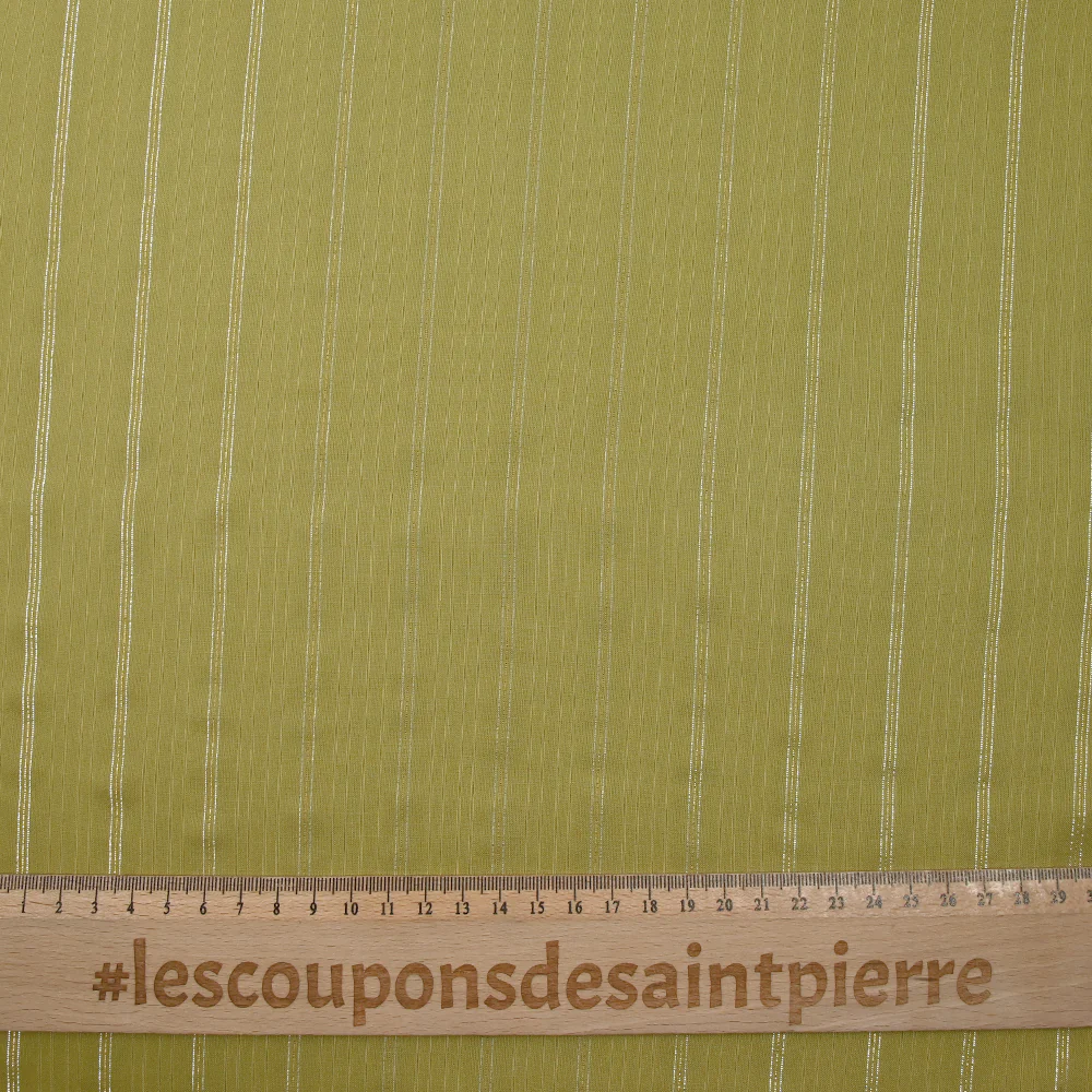 Voile de viscose rayé lurex Roxanne vert olive - Image 3
