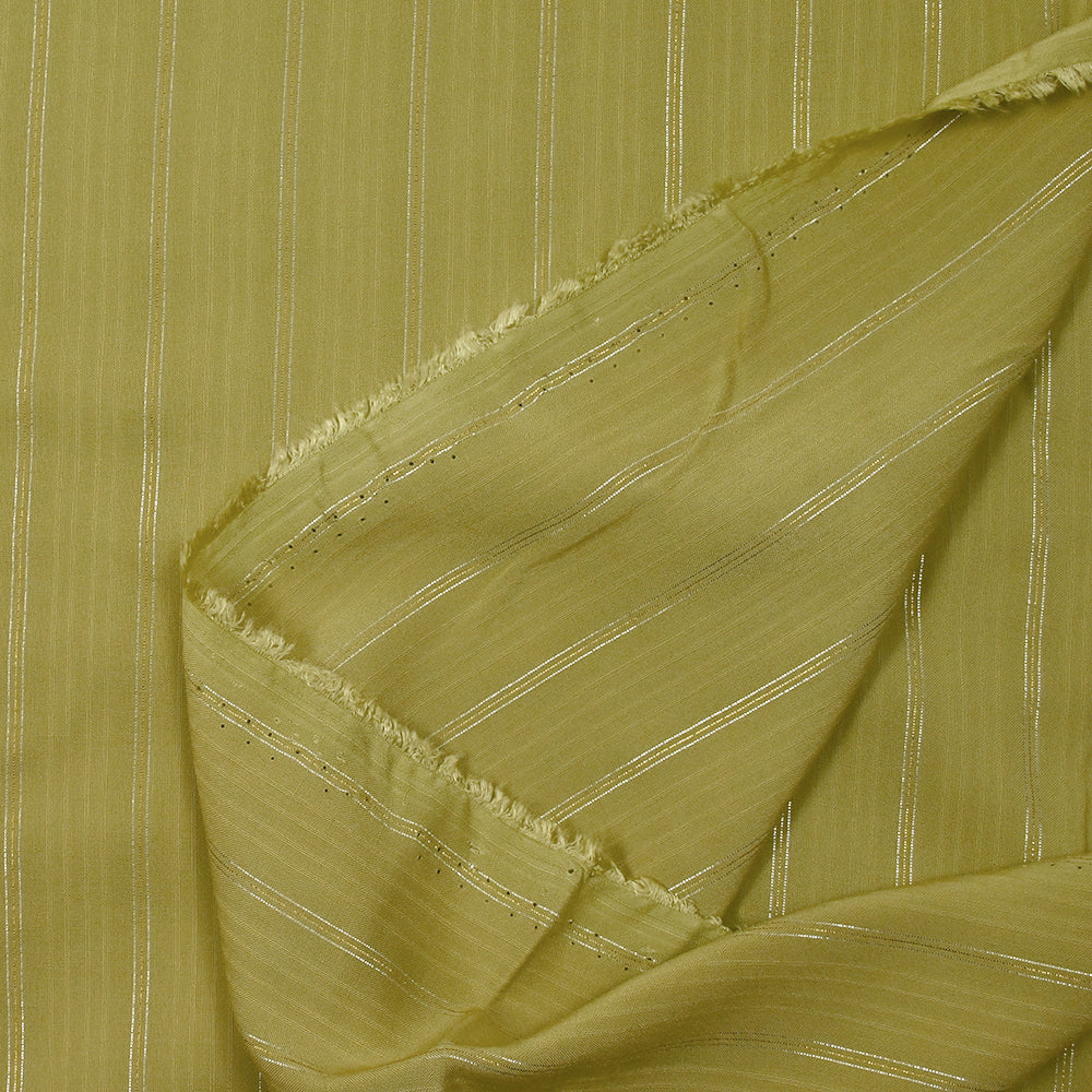 Voile de viscose rayé lurex Roxanne vert olive - Image 5
